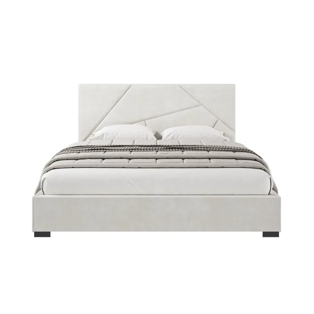 Beżowe tapicerowane łóżko Easy - widok z przodu