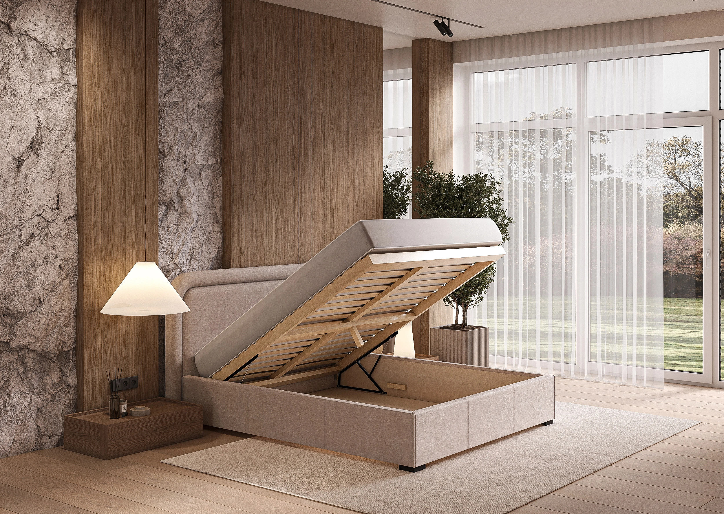 Tapicerowane Łóżko Emma z pojemnikiem