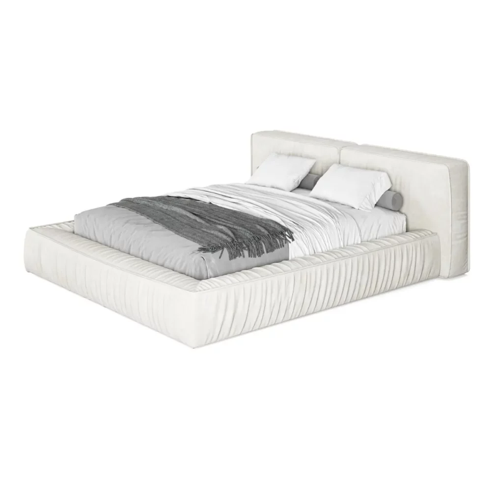 Jasne, beżowe łóżko tapicerowane Resoft