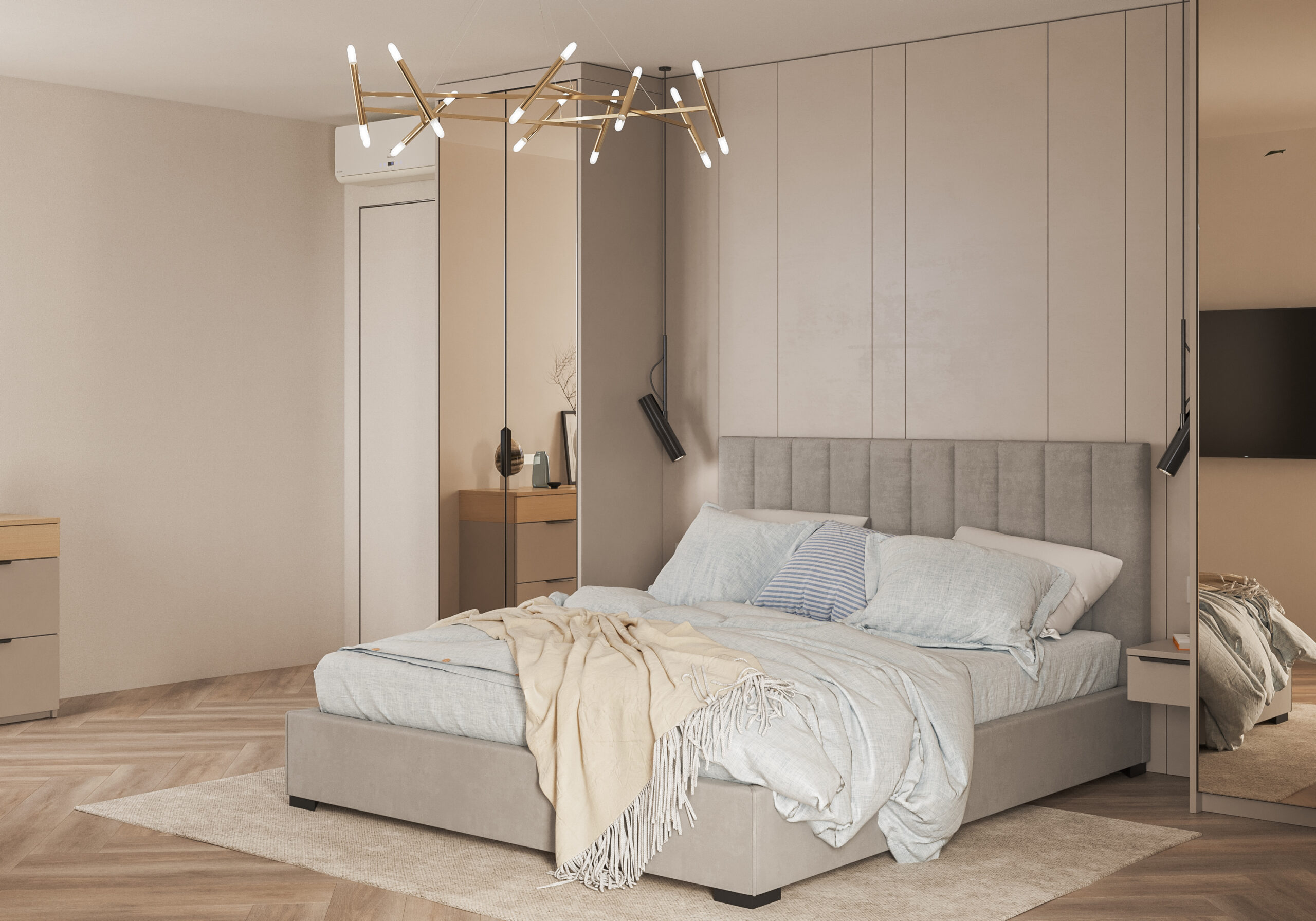 Łóżko tapicerowane z pojemnikiem Amelia - zamknięte