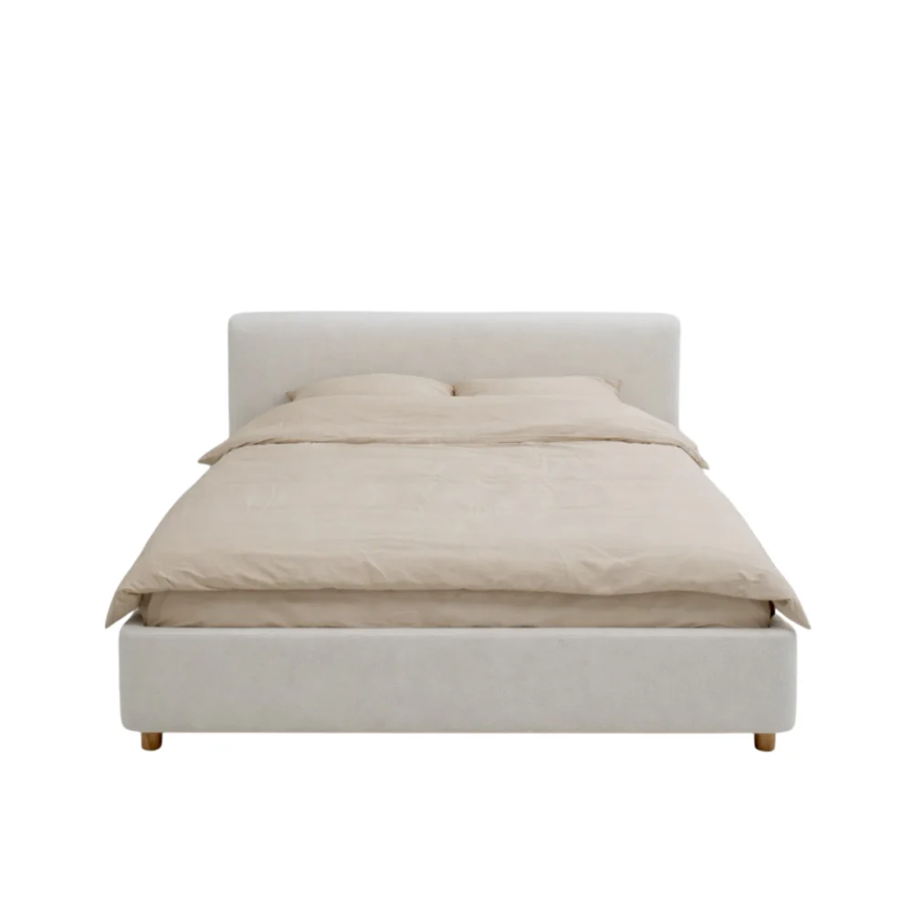 Łóżko tapicerowane Boho w stylu japandi