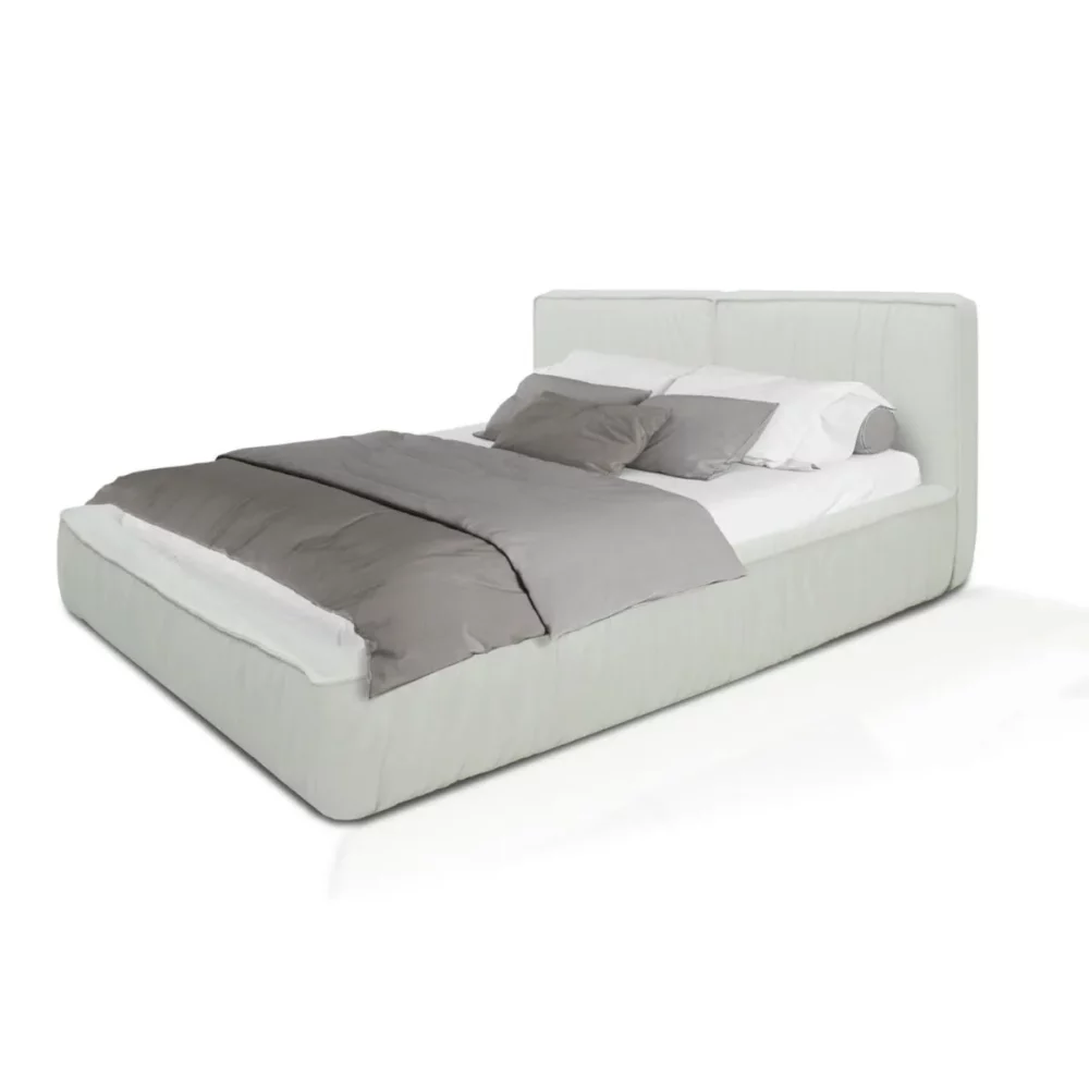 Łóżko tapicerowane Resoft Slim biało-szare