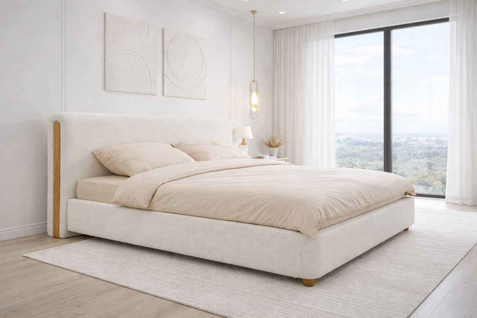 Łóżko z pojemnikiem Boho beżowe