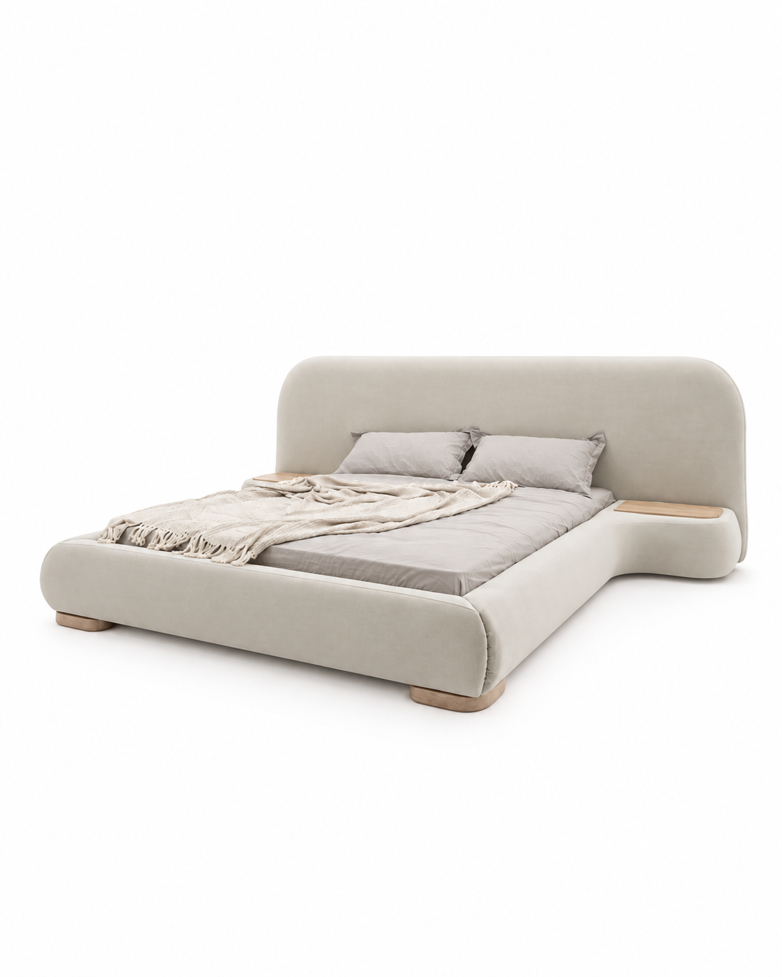 Minimalist-cream-upholstered-bed-with-throw Minimalist-cream-upholstered-bed-with-throw