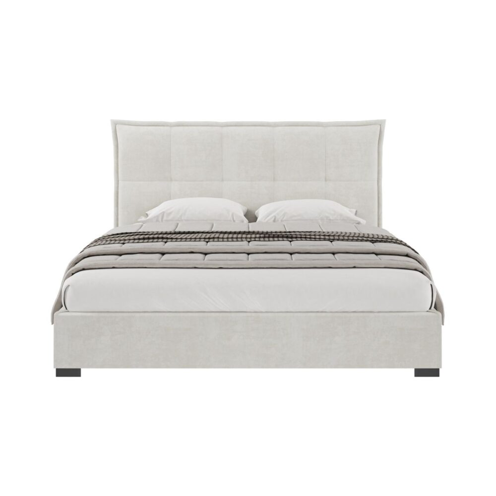 Przód - łóżko tapicerowane Misty (kolor: biały)