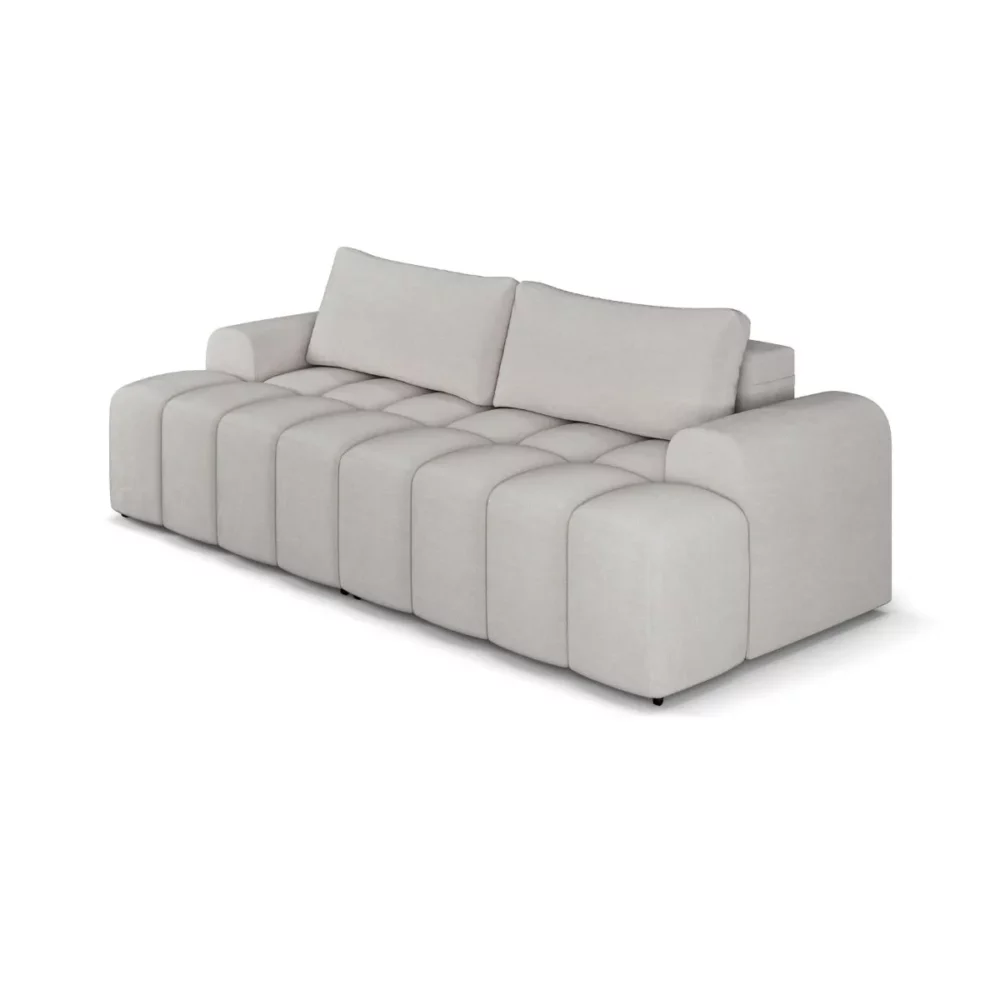 Szara 3-osobowa sofa "Boubble" z poduszkami w stylu japandi