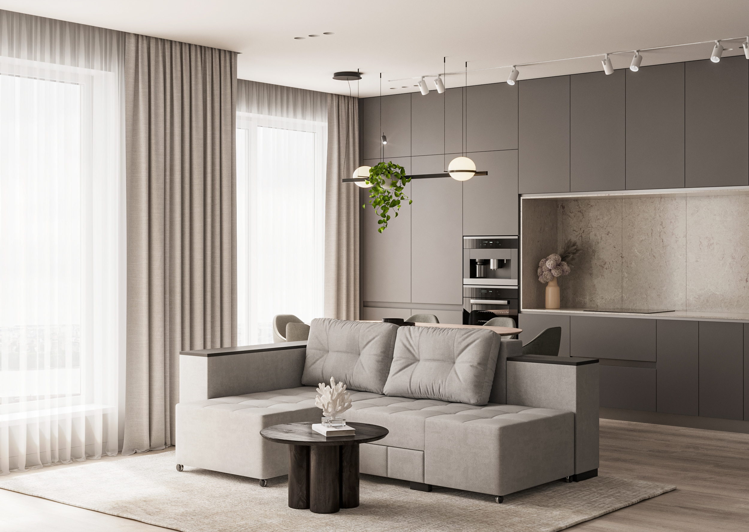 Tapicerowany Narożnik rozkładany Elata - szary